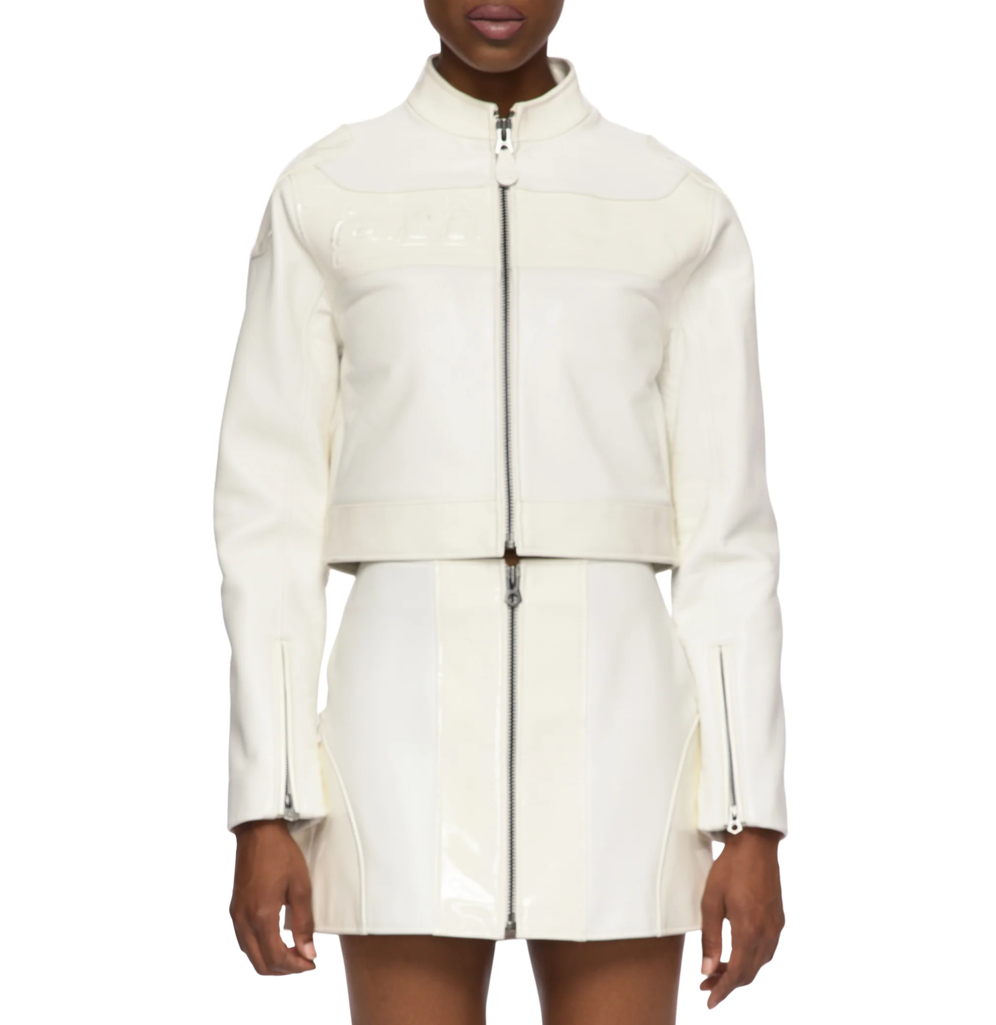 CROPPED PATENT LEATHER MOTO JACKET - Image 3