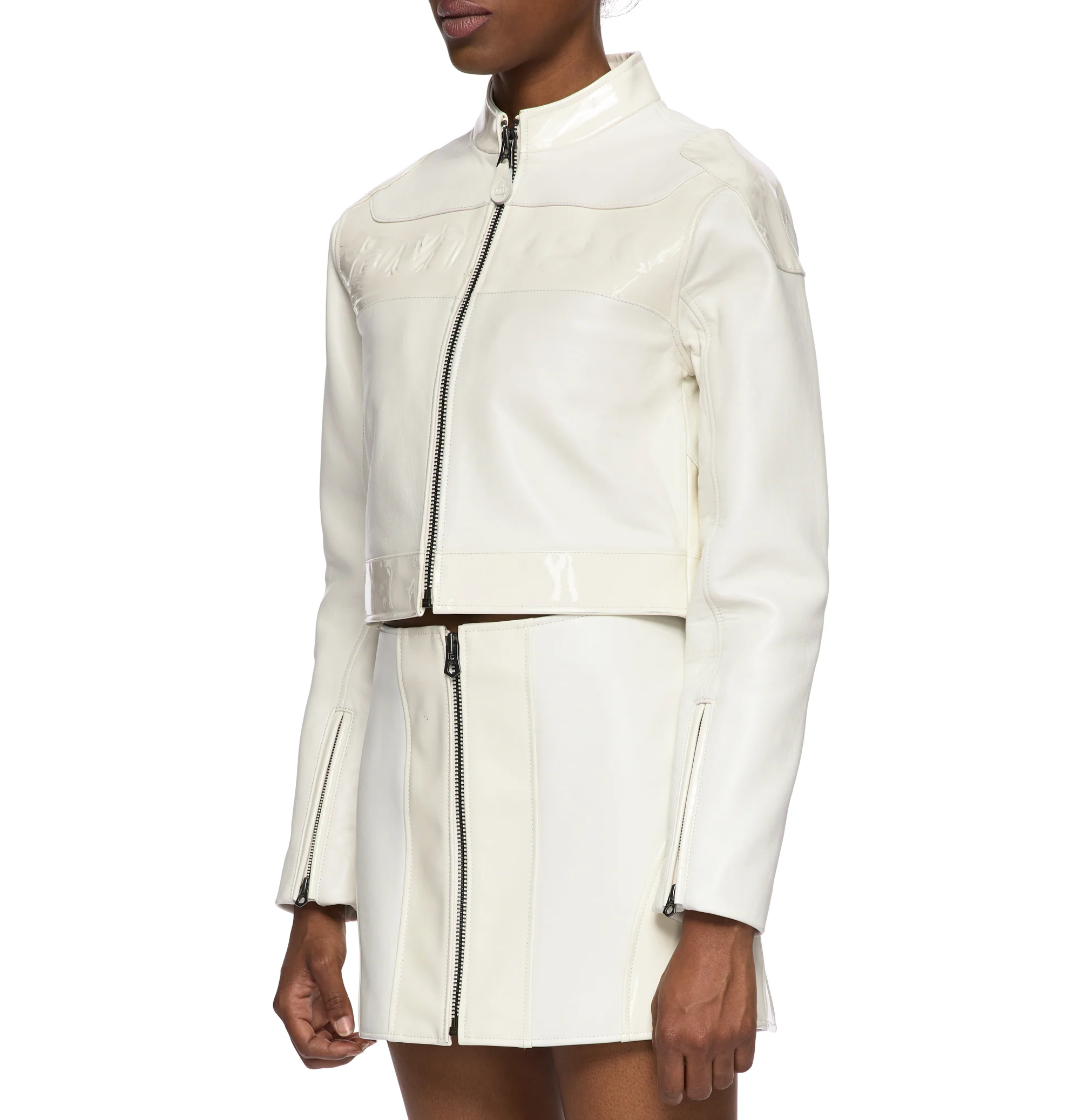 CROPPED PATENT LEATHER MOTO JACKET - Image 4
