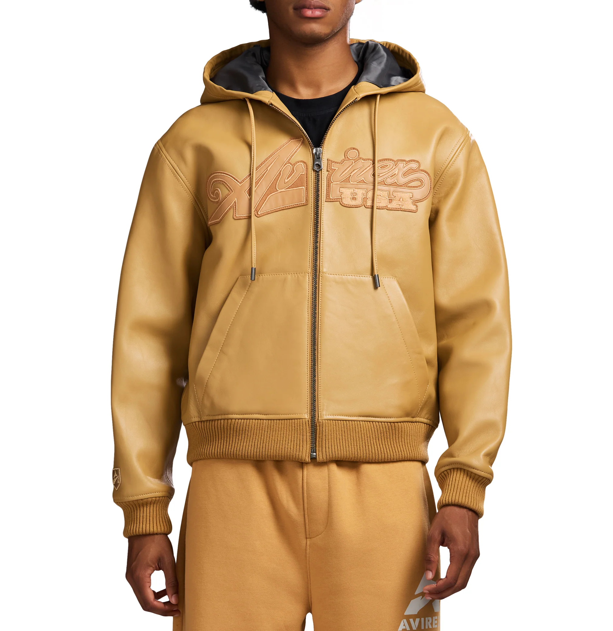 SCRIPT NAPPA LEATHER HOODIE - Image 3
